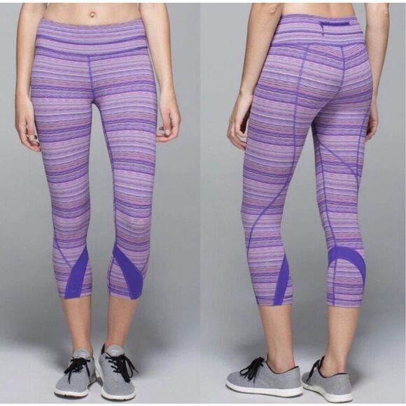 Lululemon Inspire Crop ll Capri leggings Space Dye Purple 6 - Picture 1 of 16
